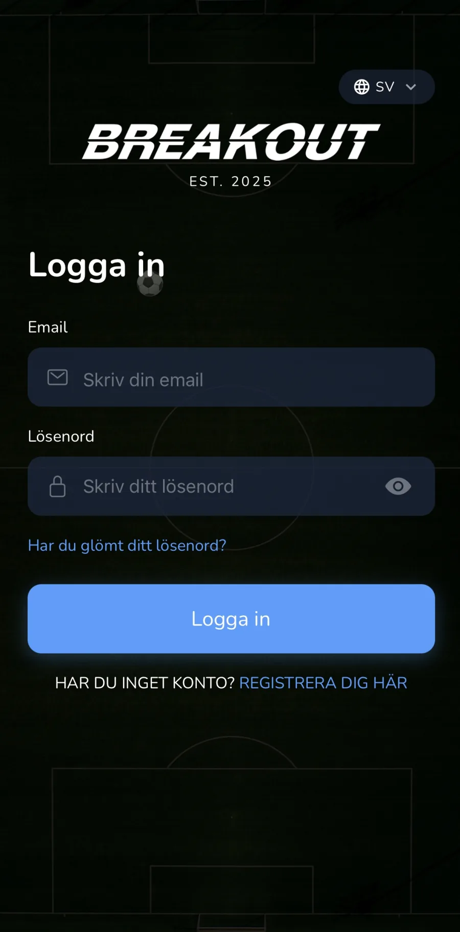 Breakout inloggningsskärm