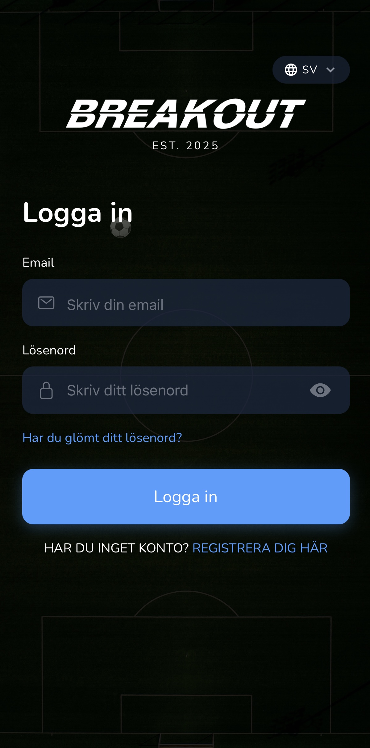 Breakout inloggningsskärm